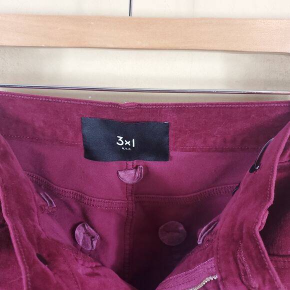 3x1 Red Velvet Higher Ground Mini Split Jeans Size 25 - Picture 9 of 11